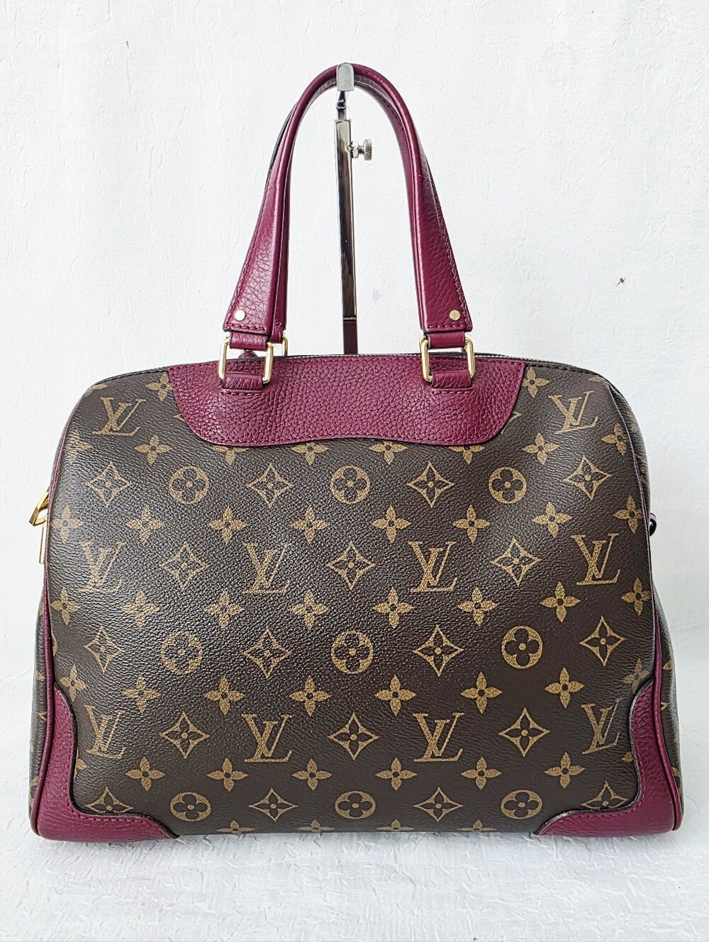 Auth Louis Vuitton Monogram Retiro NM Burgundy Tote Bag - Picture 2 of 11